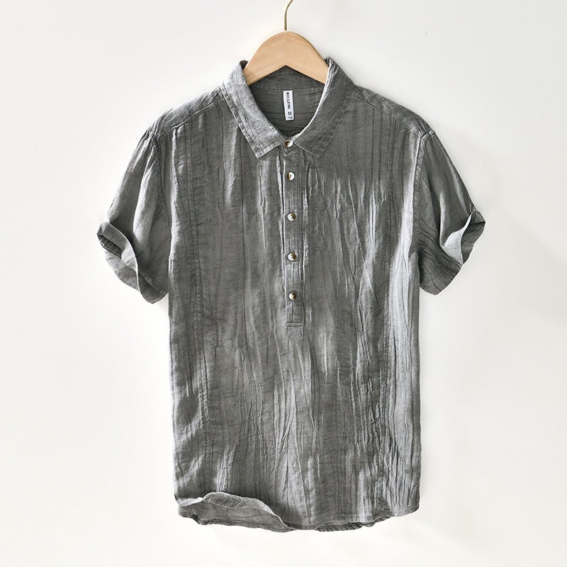 L1007 Ramie Breathable Comfortable Solid Color T-Shirt Shirt Chinese Style Retro Casual Shirt One-Piece Delivery - Image 3