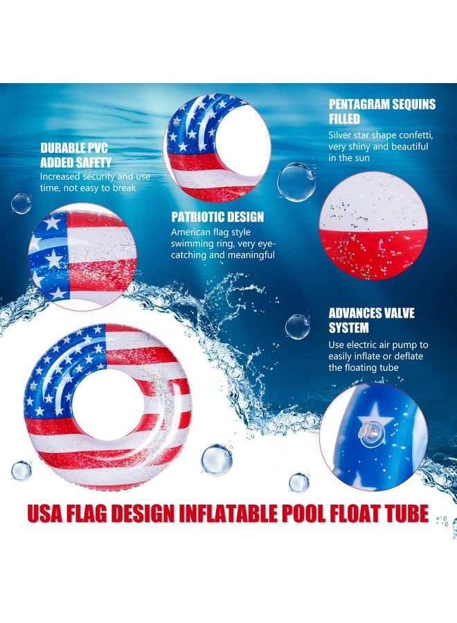Zhanmai أنبوب عوامة قابل للنفخ لحمام السباحة بتصميم علم الولايات المتحدة الأمريكية الرائع، حلقة سباحة مائية للأطفال، أنبوب قابل للنفخ لحمام السباحة، حلقات سباحة مائية لحمام السباحة للشاطئ والبحيرات وحمام السباحة 36 بوصة (قطعتان) - Image 4