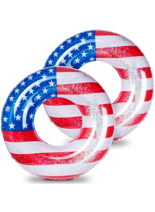 Zhanmai أنبوب عوامة قابل للنفخ لحمام السباحة بتصميم علم الولايات المتحدة الأمريكية الرائع، حلقة سباحة مائية للأطفال، أنبوب قابل للنفخ لحمام السباحة، حلقات سباحة مائية لحمام السباحة للشاطئ والبحيرات وحمام السباحة 36 بوصة (قطعتان) - Image 2