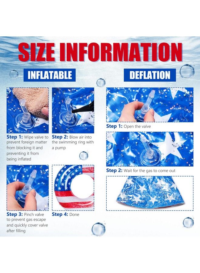 Zhanmai أنبوب عوامة قابل للنفخ لحمام السباحة بتصميم علم الولايات المتحدة الأمريكية الرائع، حلقة سباحة مائية للأطفال، أنبوب قابل للنفخ لحمام السباحة، حلقات سباحة مائية لحمام السباحة للشاطئ والبحيرات وحمام السباحة 36 بوصة (قطعتان) - Image 5