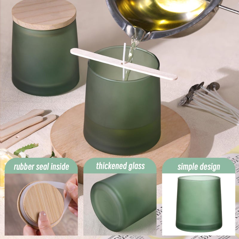 DARJEN 12 Pack Frosted Green Candle Jars for Making Candles- 9 OZ Empty Glass Candle Making Jars with Making Kits, Candle Making Supplies Candle Containers for Home DIY & GIFS - Image 3