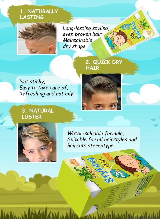 Kanza جل تصفيف الشعر 125 مل للأطفال، جل تصفيف الشعر ذو أساس نباتي للأطفال الصغار، آمن طبيعي للأولاد والبنات الصغار، بدون كبريتات ولم يتم الإساءة إلى الحيوانات لتصنيعه، مناسب لجميع أنواع الشعر. - Image 5