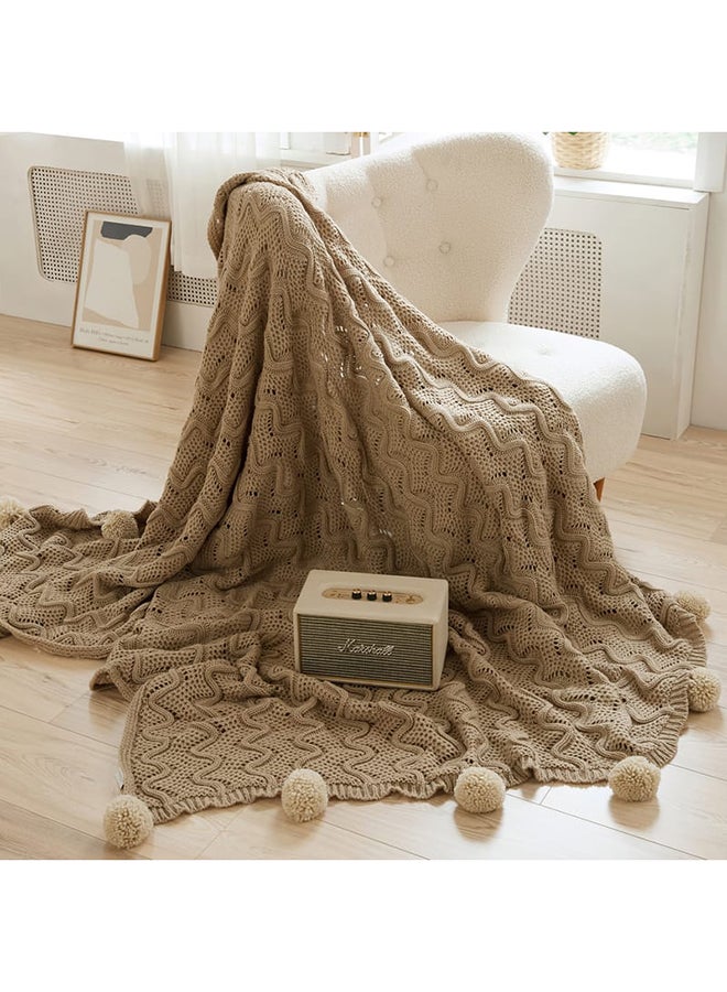 كرز لنن موج | بطانية حياكة يدوية - Image 1