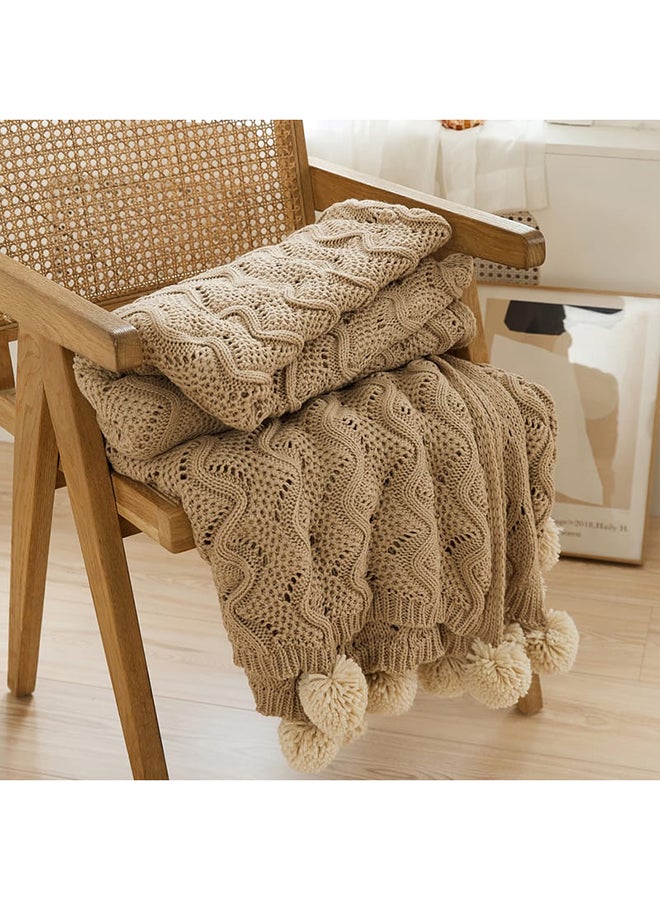 كرز لنن موج | بطانية حياكة يدوية - Image 4