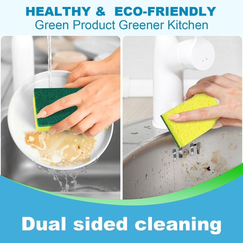 POWOBEST 24 Pack Heavy Duty Scrub Sponges,Multi-Purpose Kitchen Sponge, Efficiently Clean The Surface Stains,Used for Clean Kitchen Pots,Bowls,Bathrooms,Tiles,Wall Good Helper for Home Cleaning - Image 3