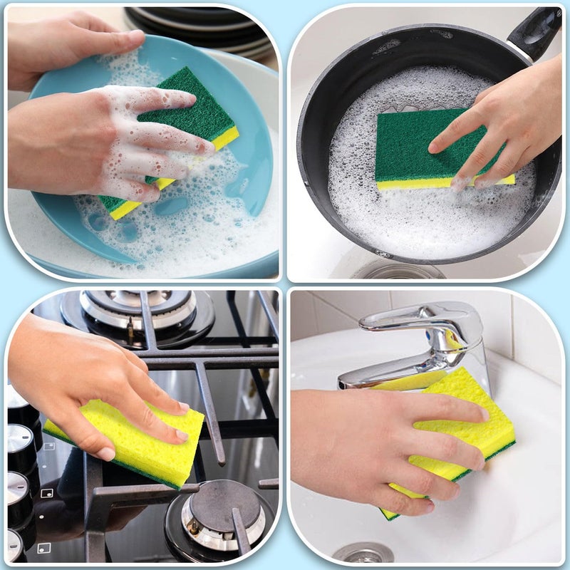 POWOBEST 24 Pack Heavy Duty Scrub Sponges,Multi-Purpose Kitchen Sponge, Efficiently Clean The Surface Stains,Used for Clean Kitchen Pots,Bowls,Bathrooms,Tiles,Wall Good Helper for Home Cleaning - Image 4