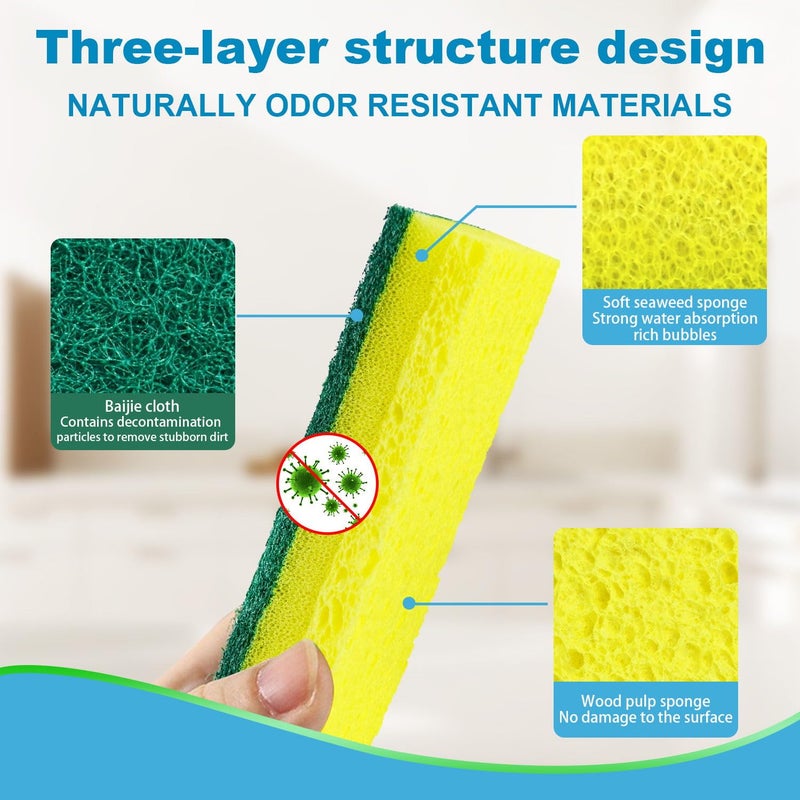 POWOBEST 24 Pack Heavy Duty Scrub Sponges,Multi-Purpose Kitchen Sponge, Efficiently Clean The Surface Stains,Used for Clean Kitchen Pots,Bowls,Bathrooms,Tiles,Wall Good Helper for Home Cleaning - Image 5