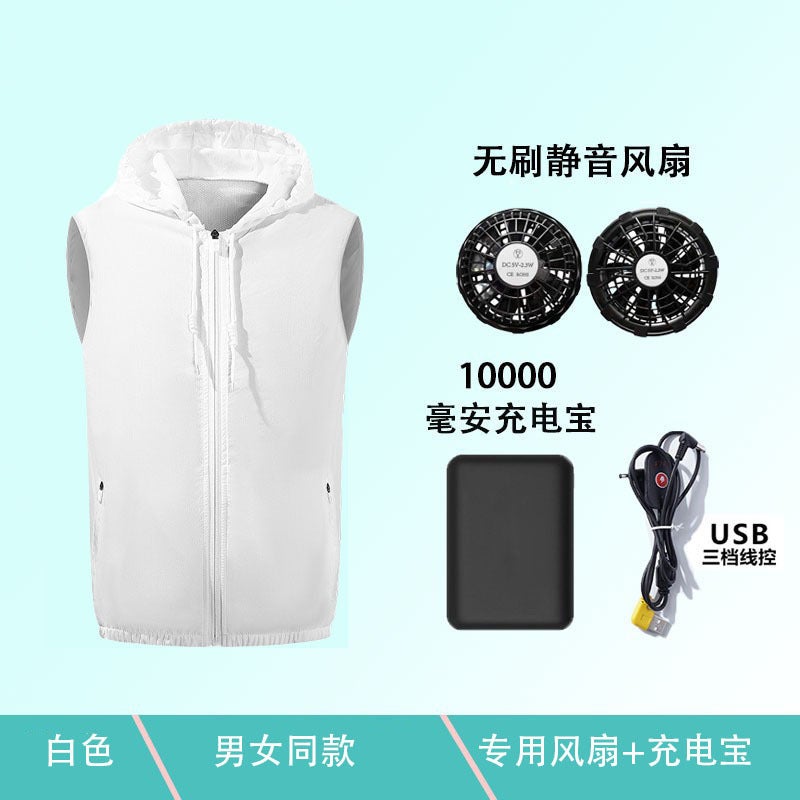 Leisure Cooling Refrigeration Air Conditioning Clothing Usb With Electric Fan Sun Protection Vest Work Clothes - Image 1