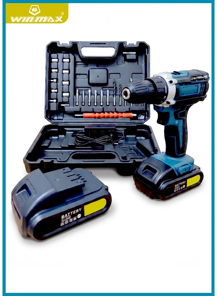 Winmax 21V Cordless Drill Driver – Professional Electric Screwdriver Kit with LED Light, 2×1500mAh Batteries, 30Nm Torque, 2-Speed & 18+1 Clutch | Home & DIY Drill Tool - Image 1