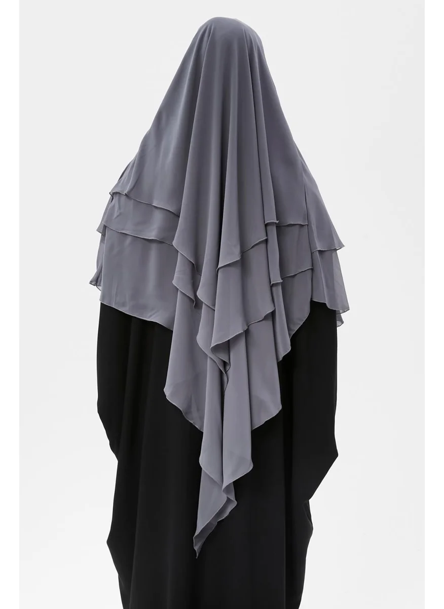 Altobeh Ready Practical Chiffon Three Layer Veiled Triangle Hajj Umrah Shawl Soufflé Hijab Nikap