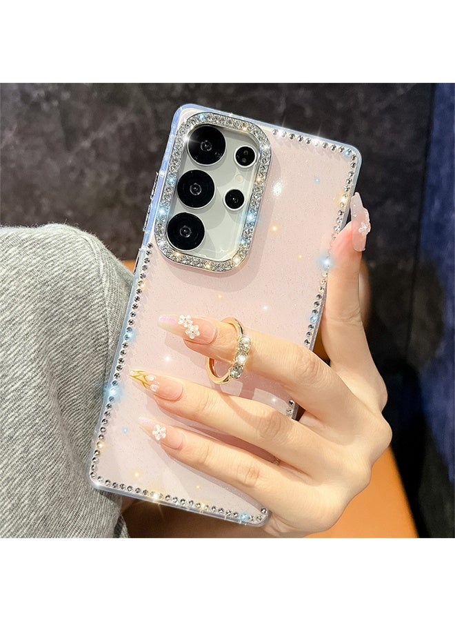 Samsung S25 Ultra Case, Phone Case With Pink Glitter Diamond with Metal Ring for 360° Rotation, Glitter Back Panel with Diamond Decoration - Image 2