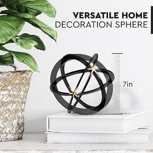 Everydecor Decorative Sphere for Home Decor - Black & Gold, Hand Painted, Modern Decorative Balls for Living Room, Bedroom, Kitchen, Bathroom, Office - Table Decorative Orbs for Centerpiece - Image 3