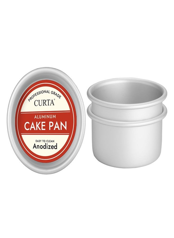 CURTA 6 Inch Round Cake Pan, 6x3 inch 3 Set Anodized Aluminum Round Baking Pan, Small Cake Pan Non-Toxic & Heavy Duty, Deep Side, Easy Clean & Dishwasher Safe - Image 1