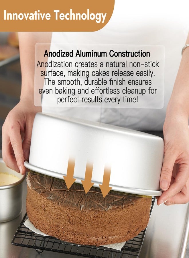 CURTA 6 Inch Round Cake Pan, 6x3 inch 3 Set Anodized Aluminum Round Baking Pan, Small Cake Pan Non-Toxic & Heavy Duty, Deep Side, Easy Clean & Dishwasher Safe - Image 5