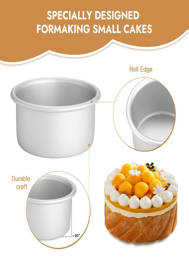 CURTA 6 Inch Round Cake Pan, 6x3 inch 3 Set Anodized Aluminum Round Baking Pan, Small Cake Pan Non-Toxic & Heavy Duty, Deep Side, Easy Clean & Dishwasher Safe - Image 3
