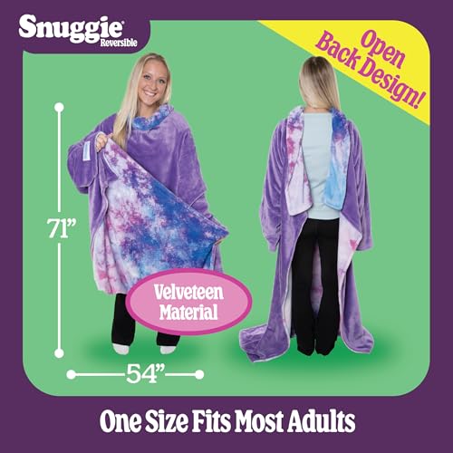 Snuggie The Original Wearable Blanket With Sleeves & Pockets | Reversible Throw for Adult Men & Women, Machine Washable, Gift for Holidays, As Seen on TV | One Size, Tie Dye/Purple, 71 x 54 - Image 5