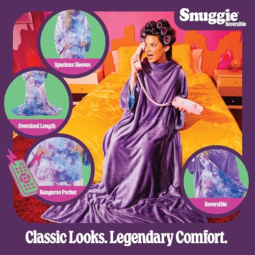 Snuggie The Original Wearable Blanket With Sleeves & Pockets | Reversible Throw for Adult Men & Women, Machine Washable, Gift for Holidays, As Seen on TV | One Size, Tie Dye/Purple, 71 x 54 - Image 2