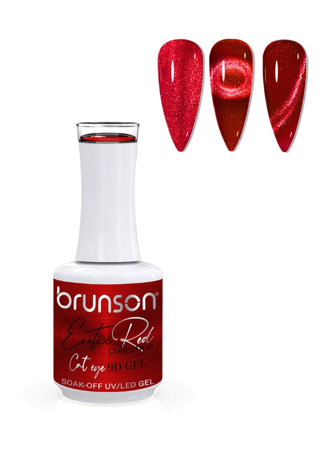 brunson Universal Cat Eye Gel Nail Polish, Exotic Red 9D Magnetic Nail Polish Glitter Shimmer with Magnetic Soak Off  UV/LED Gel Polish Nail Art paint BER9D06 - Image 1