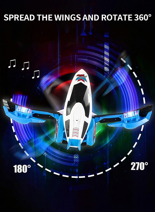 GROIC Transforming Airplane Toy, Transforming Car with LED Flash and Sound, Kids Toy Plane, Stunt Spinning Transforming Car Electric Universal Toy Car - Image 2