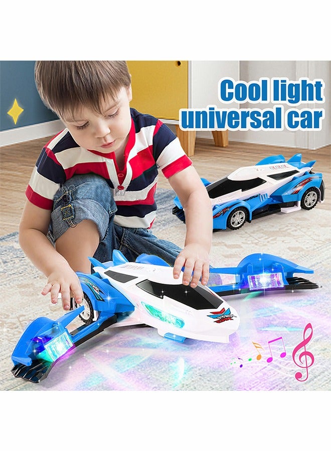 GROIC Transforming Airplane Toy, Transforming Car with LED Flash and Sound, Kids Toy Plane, Stunt Spinning Transforming Car Electric Universal Toy Car - Image 4