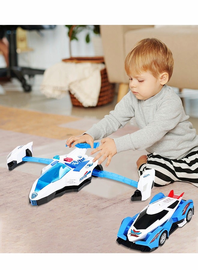 GROIC Transforming Airplane Toy, Transforming Car with LED Flash and Sound, Kids Toy Plane, Stunt Spinning Transforming Car Electric Universal Toy Car - Image 5