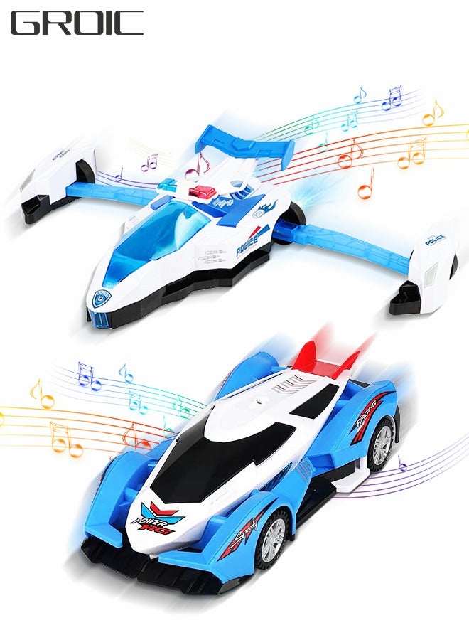 GROIC Transforming Airplane Toy, Transforming Car with LED Flash and Sound, Kids Toy Plane, Stunt Spinning Transforming Car Electric Universal Toy Car - Image 1