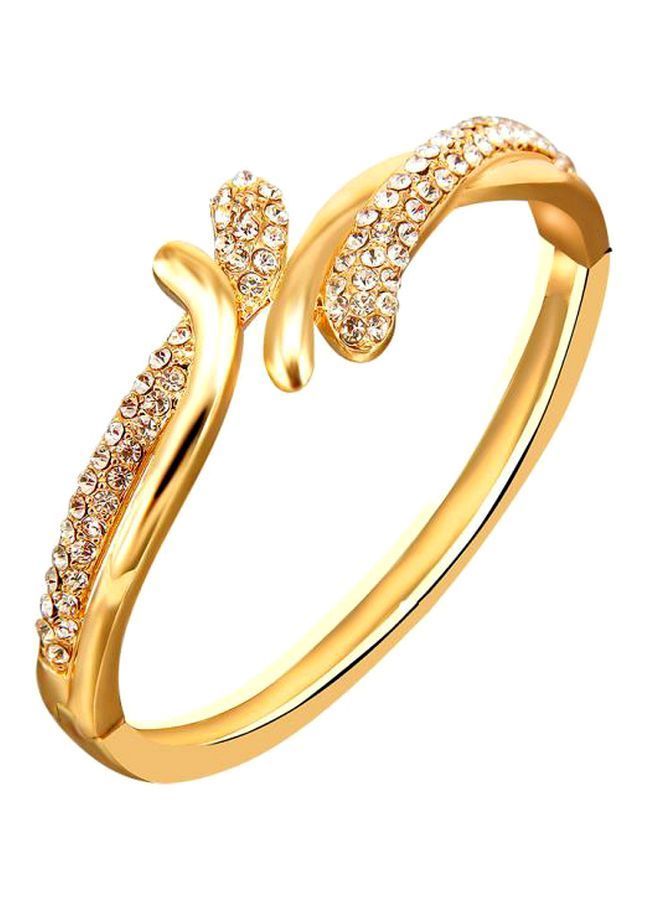 NIBEMINENT Alloy 18 K Gold Plated Rhinestone Studded Bangle Bracelet 