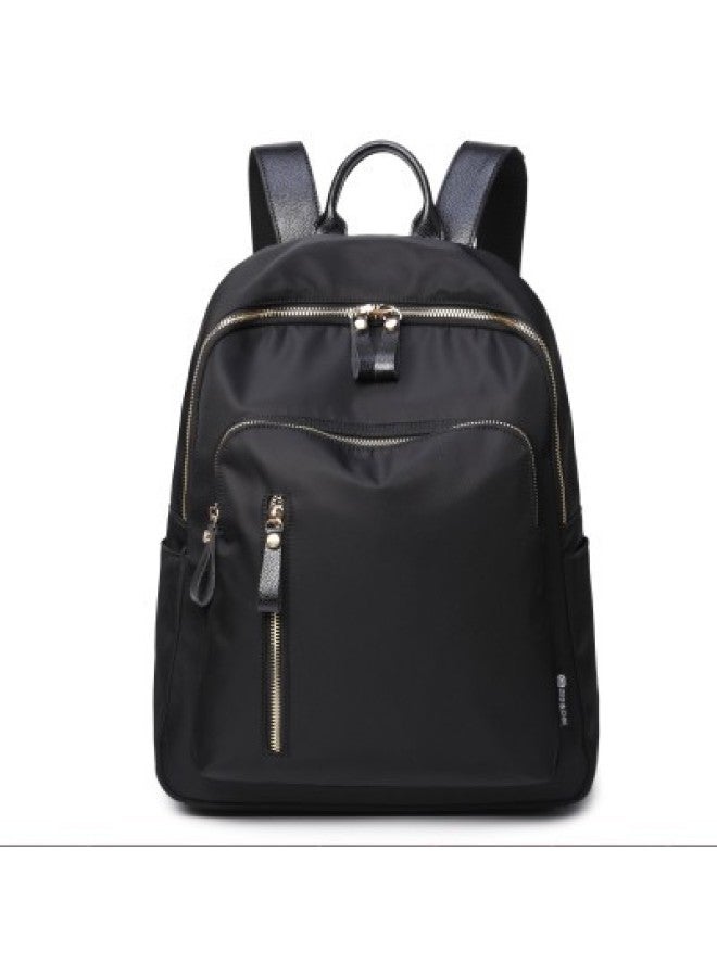 OxFord Cloth Backpack Women's Trendy 2017 Korean Style All-match Casual Campus Fashion Travel Schoolbag Canvas Backpack-Color:Gold Zipper Black Enlarge  - Image 1