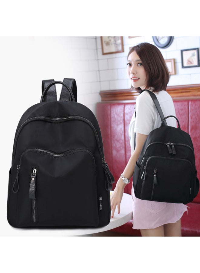 OxFord Cloth Backpack Women's Trendy 2017 Korean Style All-match Casual Campus Fashion Travel Schoolbag Canvas Backpack-Color:Gold Zipper Black Enlarge  - Image 2