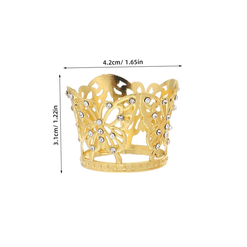 Rose Gold Mini Crown Cake Topper Set For Birthday Bouquets With Butterflies - Image 3