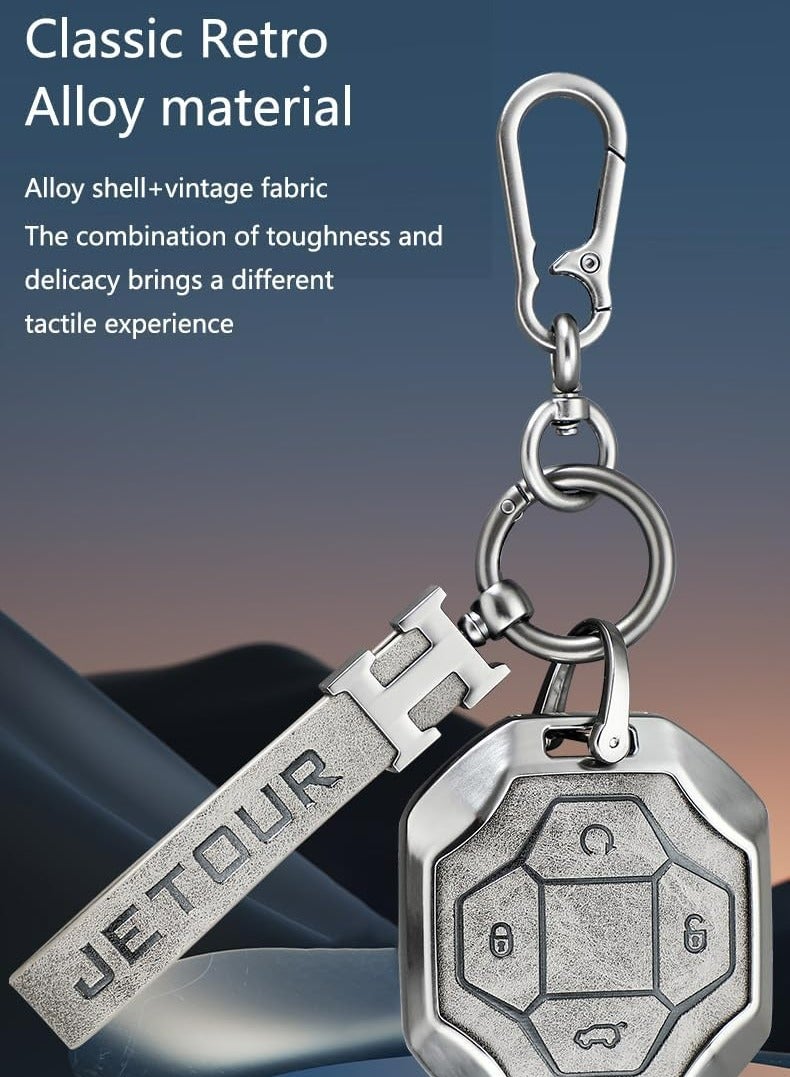 Oasisgalore Jetour Traveler T2 Metal Key Cover, Alloy, SUV, Keyshell003, Grey+Brown  - Image 4
