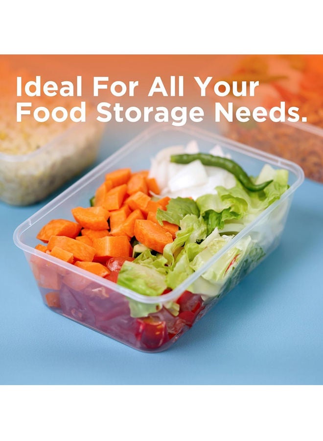 FLO Disposable Rectangle Microwave Food Containers with Lid, White Base, 1000ml Pack of 15 - Image 2