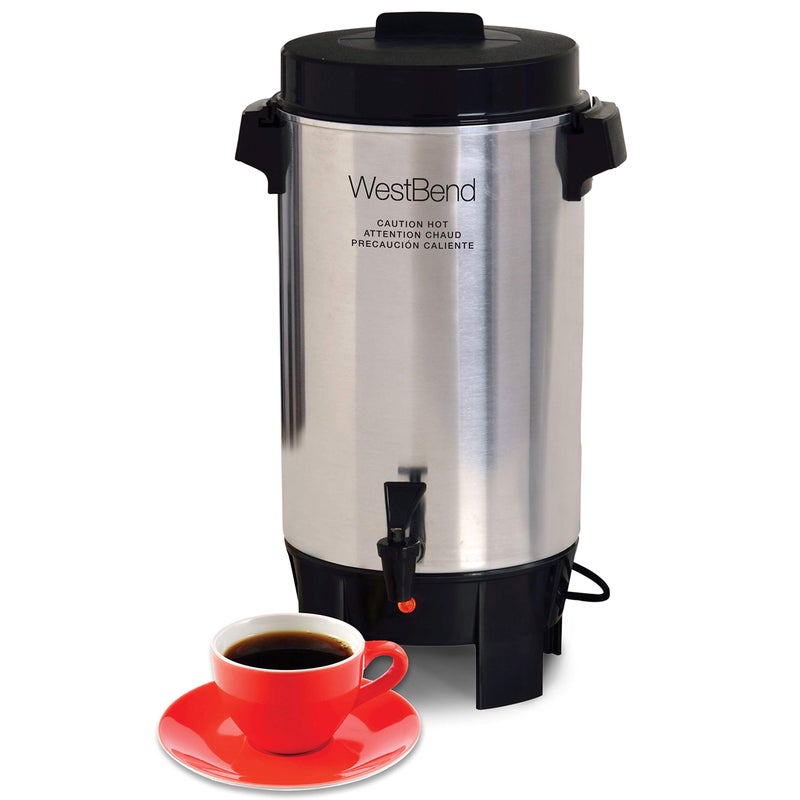 West Bend 58002 Highly Polished Aluminum Commercial Coffee Urn Features Automatic Temperature Control Large Capacity with Quick Brewing Easy Prep and Clean Up, 42-Cup, Silver - Image 4