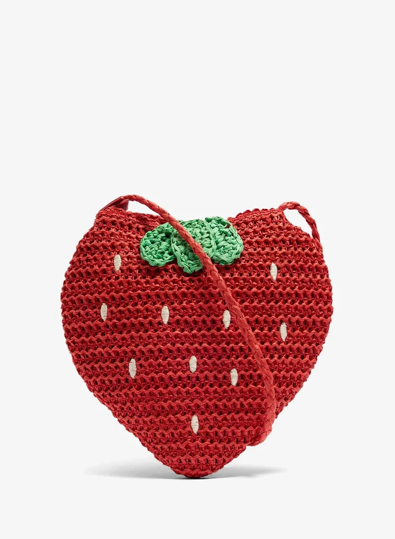 ماتلان Girls Red Strawberry Straw Bag