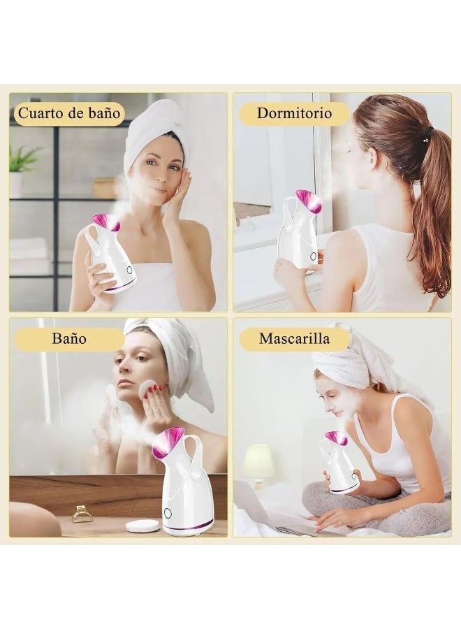 برو جهاز بخار الوجه نانو أيوني، تقنية البخار الساخن، مادة ABS فاخرة، زر تشغيل سهل، للعناية بالبشرة والتنظيف العميق، لون أبيض - Image 2