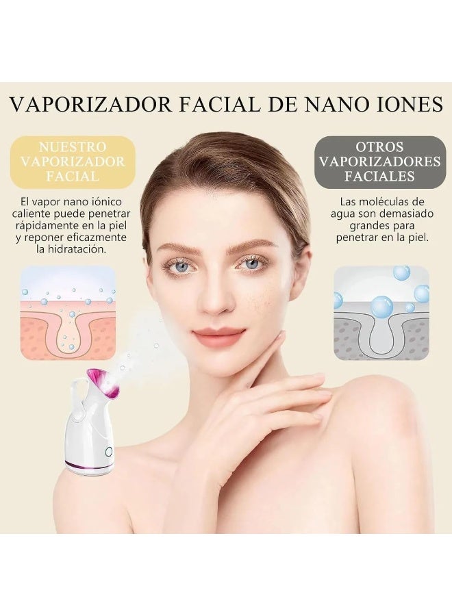 برو جهاز بخار الوجه نانو أيوني، تقنية البخار الساخن، مادة ABS فاخرة، زر تشغيل سهل، للعناية بالبشرة والتنظيف العميق، لون أبيض - Image 4