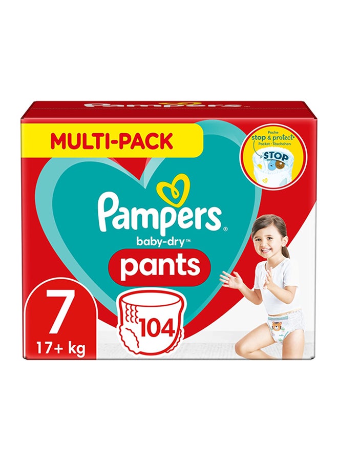 Pampers Pack Of 104 Pampers Baby-Dry Nappies/Pants, Size 7, 17 Kg+ - Image 1
