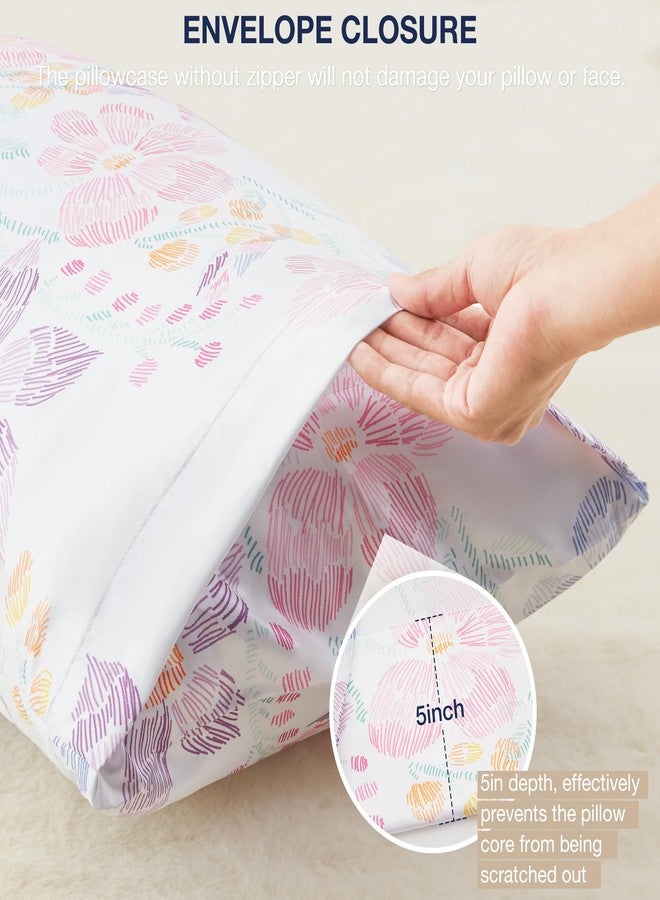 EXQ Home غطاء وسادة ساتين EXQ للوجه والشعر - غطاء وسادة حرير مزهر 2 حزمة 20x30 بوصة - مجموعة أغطية وسادة ساتين من 2 مع إغلاق ظرف - Image 4