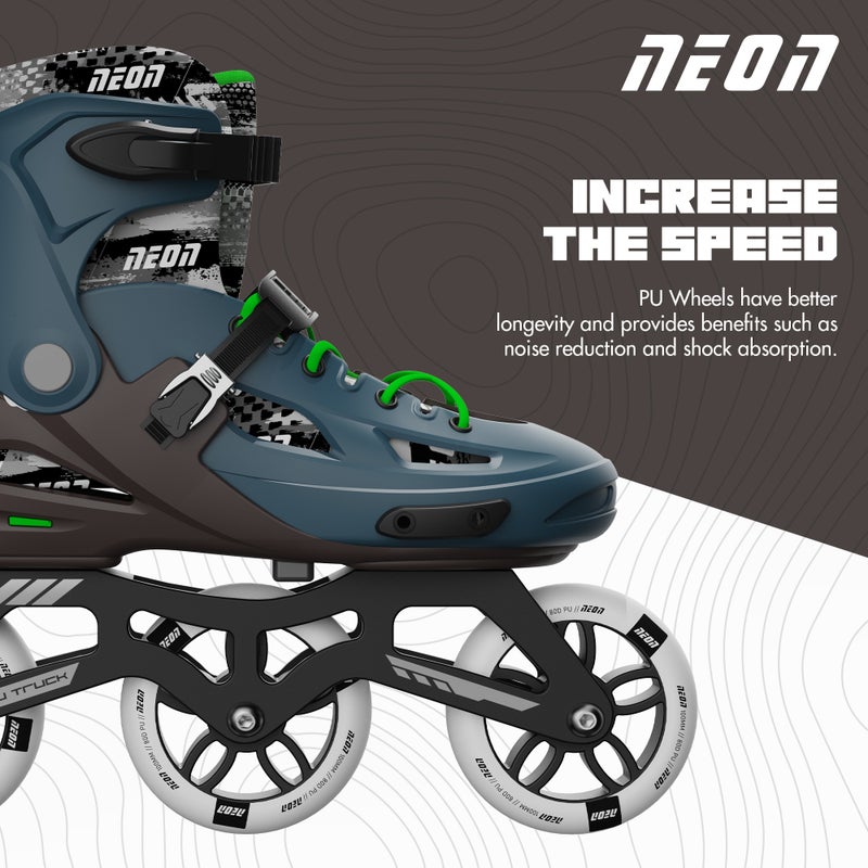 Neon زلاجات نيون برو المتنقلة للأطفال والمراهقين - حجم قابل للتعديل US 4-7، عجلات PU 3x110mm، شاحنة ألمنيوم خفيفة الوزن، فرامل كعب، بطانة داخلية مريحة طوال اليوم - آمنة، أنيقة ودائمة - وردي برونزي | NI01P4 - Image 2
