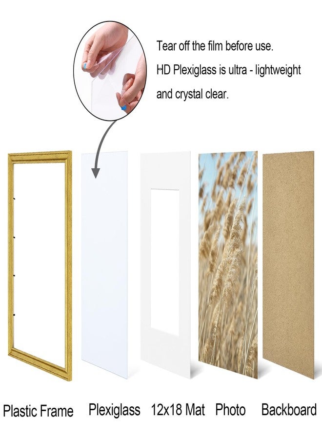 Vittanly مجموعة إطارات صور فيتانلي مقاس 16×24 بوصة (قطعتان)، إطار صور عتيق مزخرف للتعليق على الحائط، لعرض صور مقاس 12×18 بوصة مع إطار داخلي أو 16×24 بوصة بدون إطار داخلي، لون ذهبي ريفي - Image 3