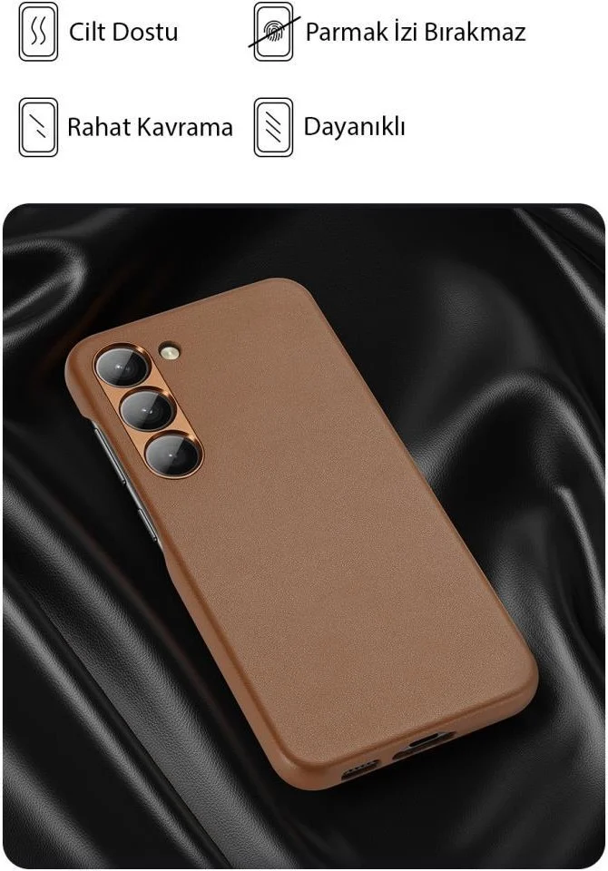 بولهاموبيل Polham Camera Protected Shock Absorbing Samsung Galaxy S23 Compatible Leather Case with Premium Fabric Weaving