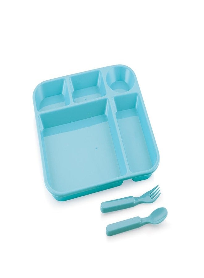 faas Kids Plastic Water Bottle with Straw, 800 ml and Plastic Divided Meal Plate Tray-5 Compartments Dinner Dish for Baby - Image 4