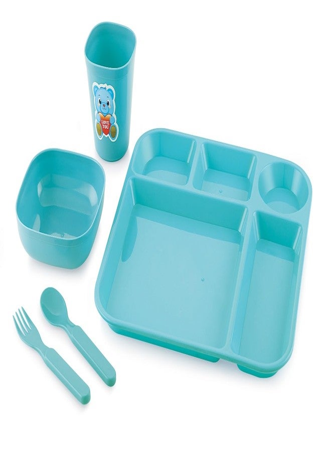 faas Kids Plastic Water Bottle with Straw, 800 ml and Plastic Divided Meal Plate Tray-5 Compartments Dinner Dish for Baby - Image 5