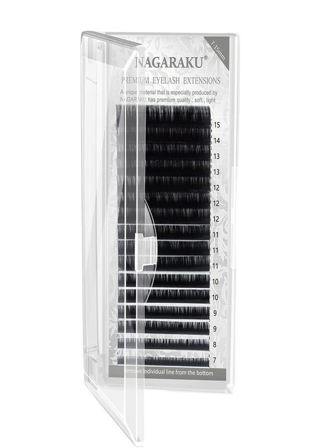 NAGARAKU Eyelash Extensions Individual Lashes Mix Tray Classic Matte Black Natural False Eyelashes with Thickness 0.15mm Length 7-15mm Mix 16 Rows Tray (Curl D) - Image 2