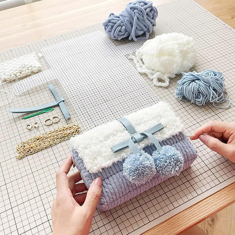 Allazone 59 PCS Mesh Plastic Canvas Sheets Kit Including 24 PCS Clear Plastic Canvas, 12 Color Acrylic Yarn for DIY Crafts Embroidery Cross Stitch, Acrylic Yarn Crafting, Knit and Crochet Projects - Image 5