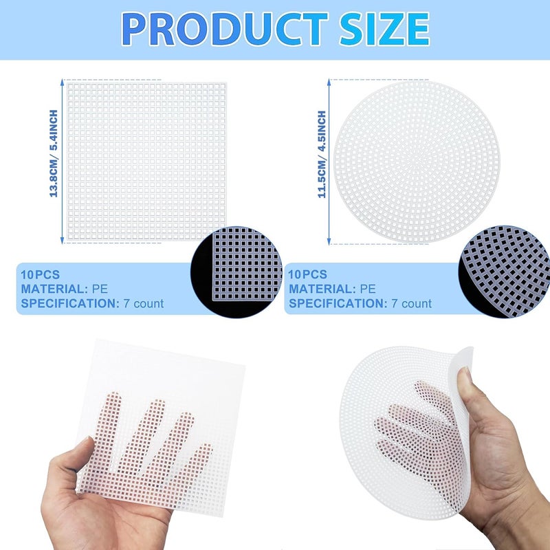 Allazone 59 PCS Mesh Plastic Canvas Sheets Kit Including 24 PCS Clear Plastic Canvas, 12 Color Acrylic Yarn for DIY Crafts Embroidery Cross Stitch, Acrylic Yarn Crafting, Knit and Crochet Projects - Image 2