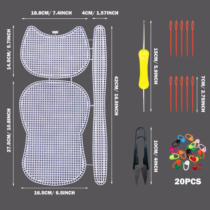 Allazone 59 PCS Mesh Plastic Canvas Sheets Kit Including 24 PCS Clear Plastic Canvas, 12 Color Acrylic Yarn for DIY Crafts Embroidery Cross Stitch, Acrylic Yarn Crafting, Knit and Crochet Projects - Image 3