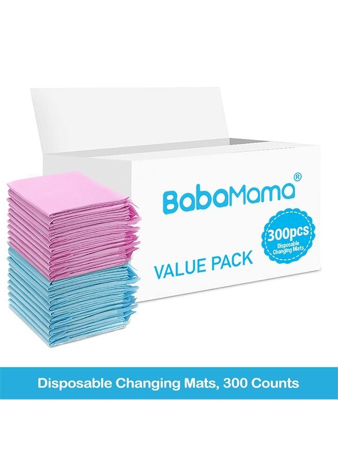 Babamama Disposable Changing Mats, 300 Counts, Soft Waterproof Mat, Portable Leak Proof Changing Mat, New Mom Leak-Proof Under pad, Mattress Table Protector Pad - Image 2