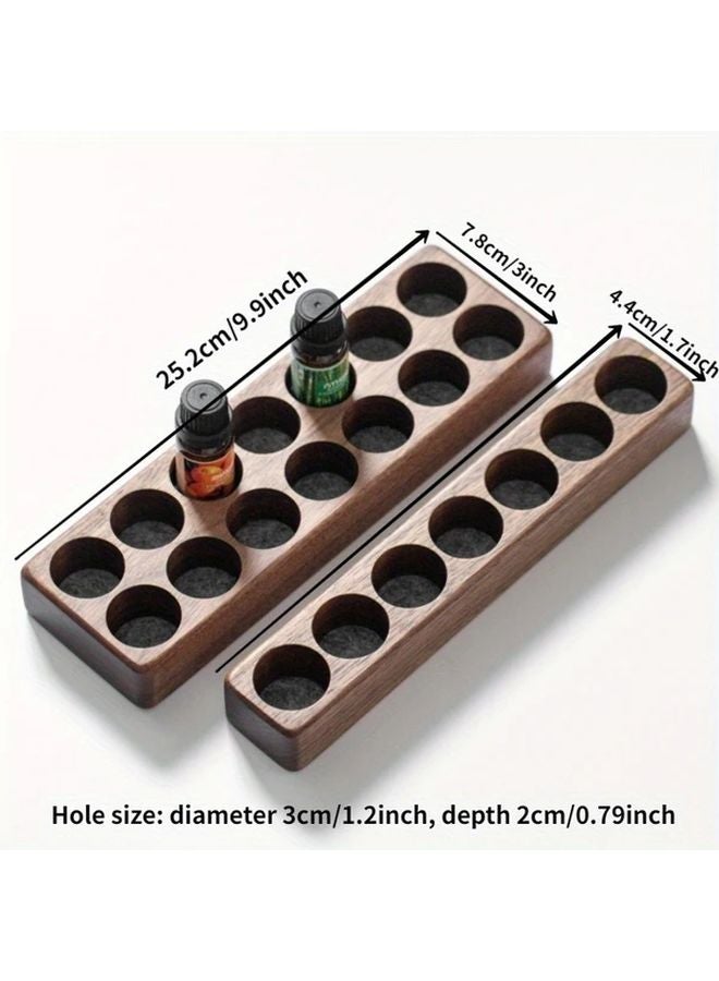 حامل زيت عطري من خشب الجوز بـ 7 فتحات، حامل عرضي للمكتب لمستحضرات التجميل والمطبخ - Image 3