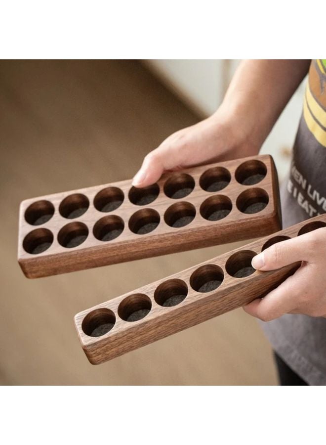 حامل زيت عطري من خشب الجوز بـ 7 فتحات، حامل عرضي للمكتب لمستحضرات التجميل والمطبخ - Image 4